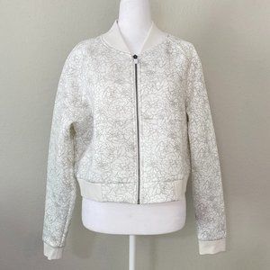New White Balance Athletica Patterned Cropped Bomber Flight Jacket - Size XL